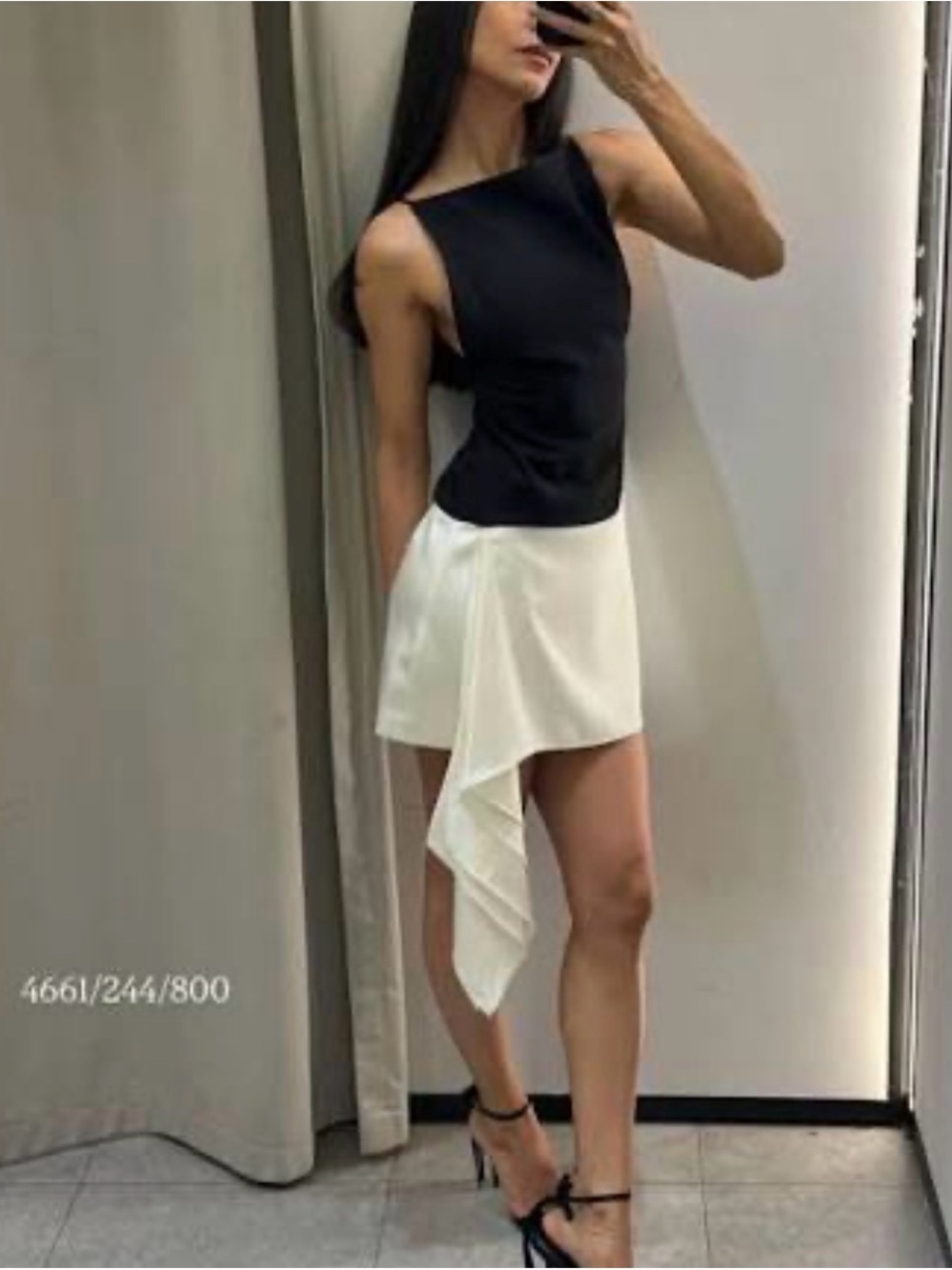 Zara Black & White Asymmetrical Mini Skirt